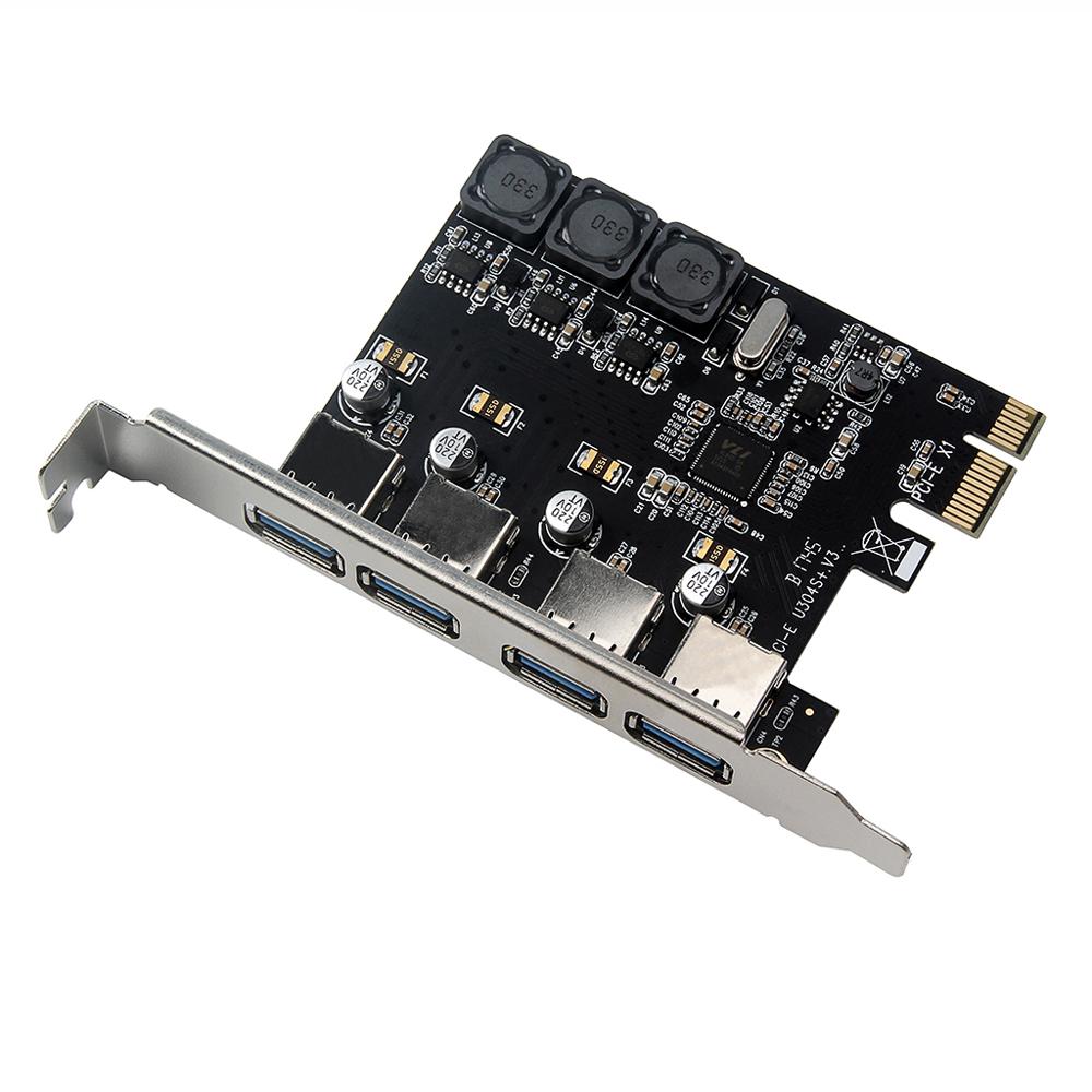 Four Ports USB 3.0 Super Fast 5Gbps PCI E Expansion Card PCI Express Adapter Converter Card 6A Power Supply Module For