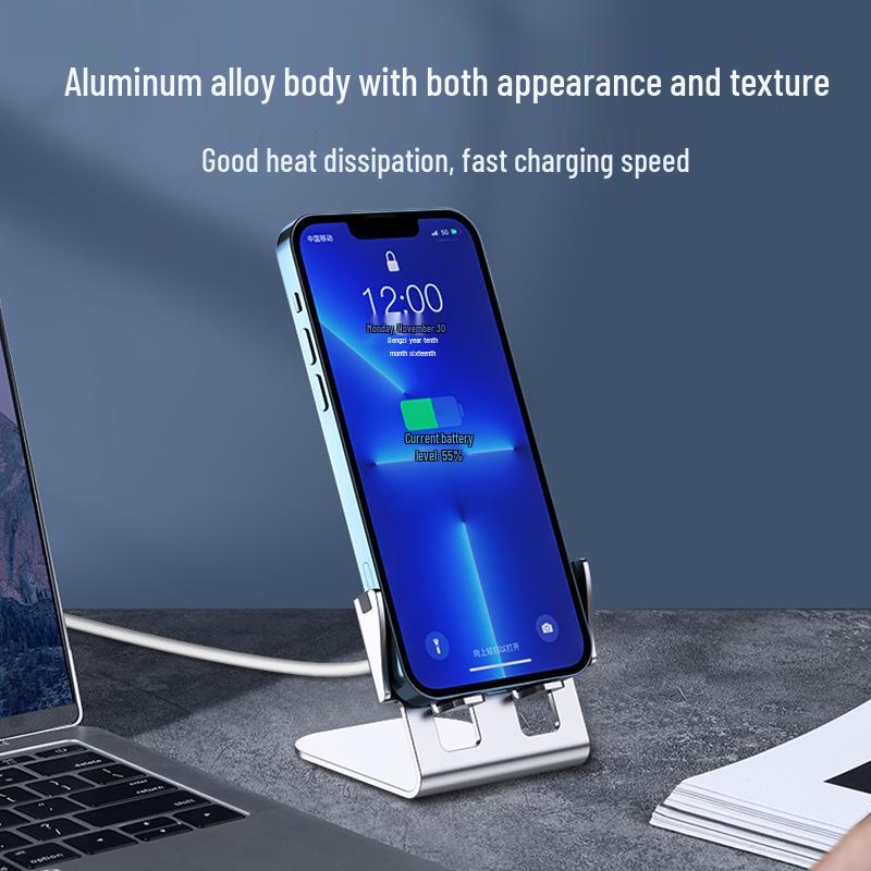 15W Aluminum Alloy Wireless Charging Stand for Apple & Android - Fast Desktop Vertical Charger