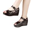 New Summer Thick Sole Open-Toe One-Strap Cutout Roman Wedge Sandals for Mid-Aged & Elderly Mothers