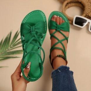 Women s Cross Strappy Flat Slides Open Square Toe Sandals  Ankle Strap Comfy Flat Shoes for Summer Slippers Beach Slip on Dress Slides for Women 36 зелёный