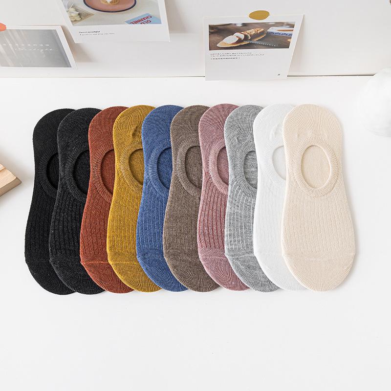 Frühlings- und Sommersocken, Damen Unsichtbare Kurze Socken, Dünne Flachmündige Silikon Anti-Rutsch und Nicht-rutschende Fersensocken, Einfarbige Socken