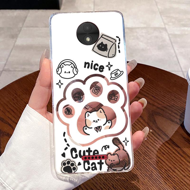 Casing For Motorola Moto C Plus Case Aesthetic Cute Cat Astronaut Transparent Soft Silicone Back Cover Moto C CPlus Phone Case