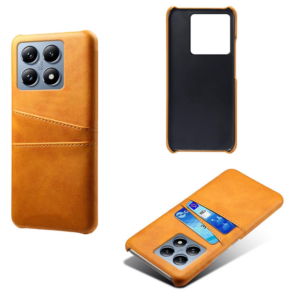 

Чохол для Xiaomi 14T Pro з подвійними слотами для карток, ПУ шкіра + твердий ПК, чохол для телефону Orange