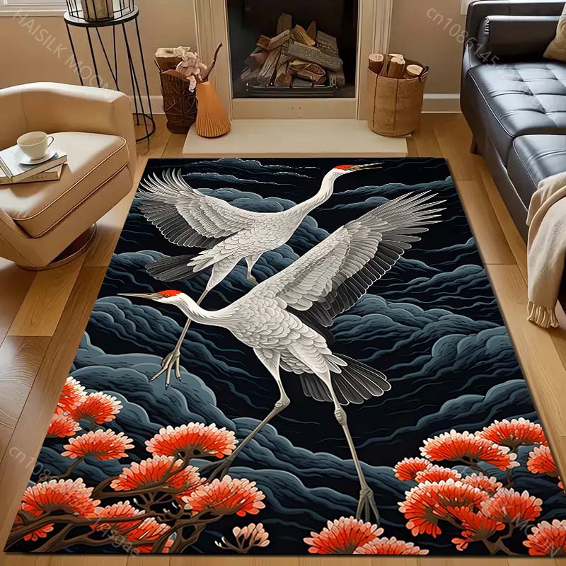 Japan Golden Heron Classical Painting Carpet for Living Room Bedroom Sofa Doormat Decor Sofa Table Area Rug Non-slip Floor Mat