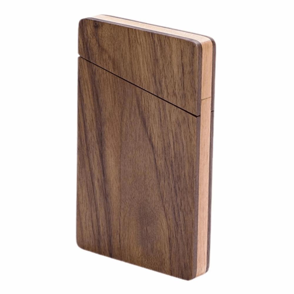 Large Capacity Business Card Storage Box Solid Wood Business Card Organizer  Office Supplies коричневый