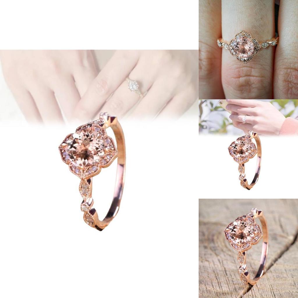 Elegant 18k Rose Gold Plated Zircon Princess Engagement Ring For Women In Sizes 6-10