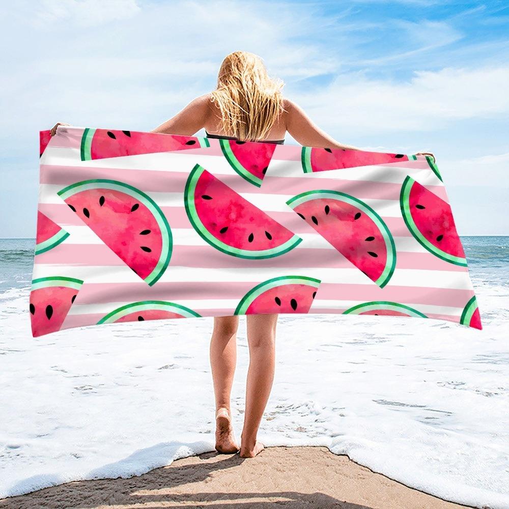 Watermelon Stripe Microfiber Beach Towel Oversized Quick Dry Sand Free Bath Towels Large Lightweight Swimming Blanket Swimwear