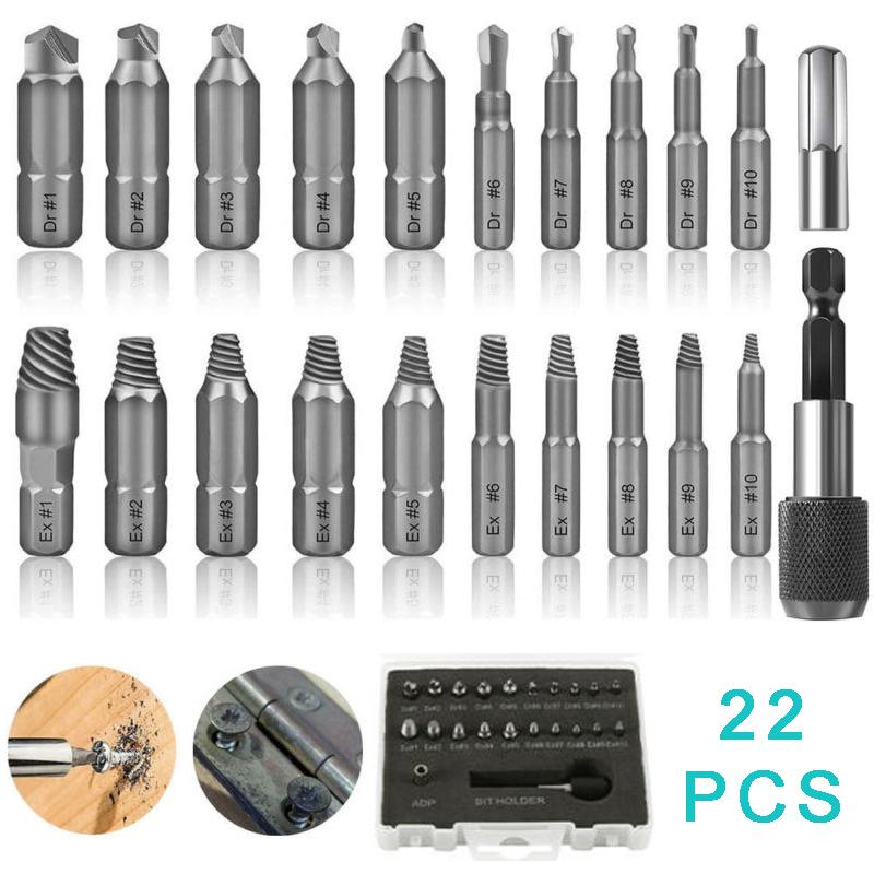 Buy 22pcs Broken Damaged Screw Loosener Left Extractor Bolts Remover Tools Set at affordable