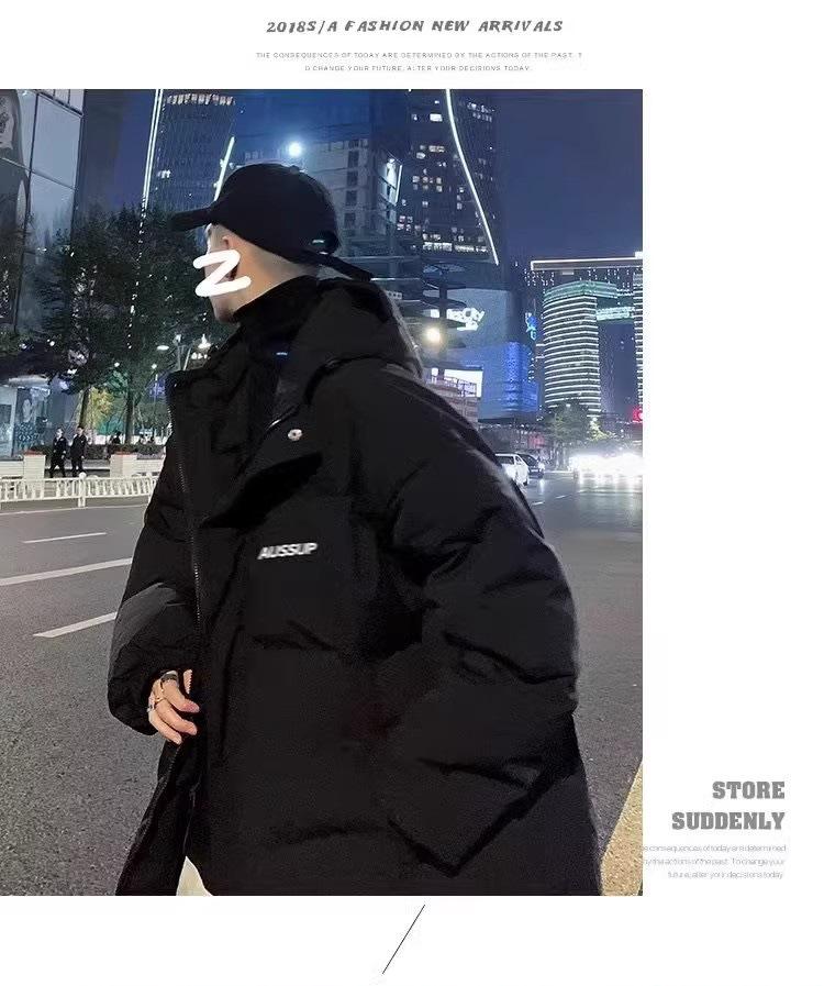 Men's Plus Size Hooded Down Puffer Jacket - Thick, Warm, and Versatile Winter Coat for Couples and Students