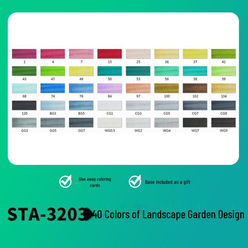Sta 3203 Double-Ended Quick-Drying Oil-Based Marker Pen Set for Student Art & Indoor Design