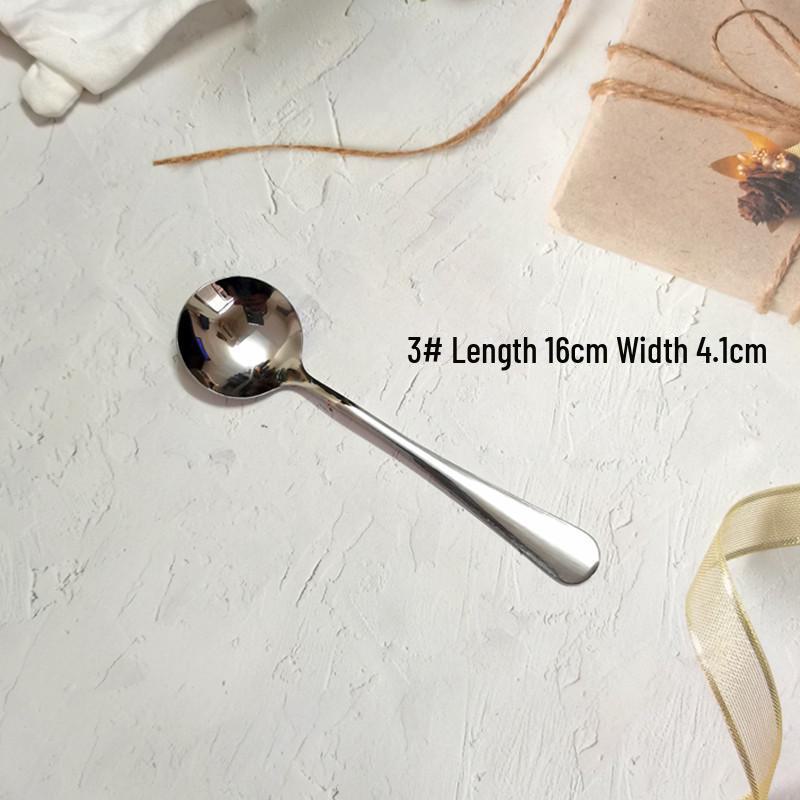 Korean-Style Stainless Steel Large Round Head Soup Spoon, 20cm