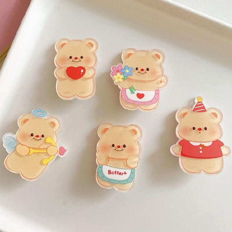 Cartoon Glitter Clip Heart Hair Clip with Butter Bear Girls Headdress Bear