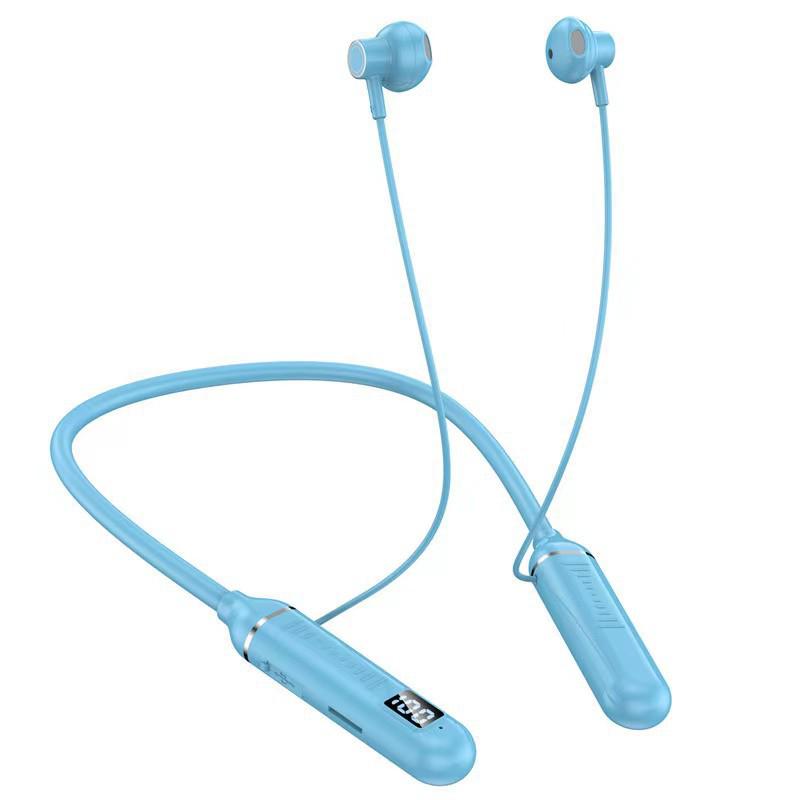 Neck-Hanging Bluetooth Earphones with Card Slot & Digital Display - Long Standby Battery Life In-Ear Headphones
