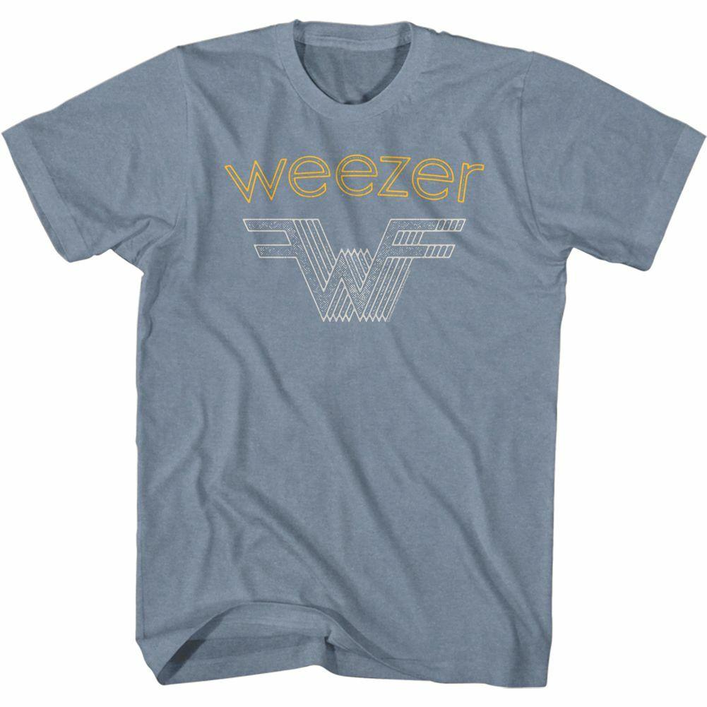 Weezer Stacked Weezer Indigo Heather Adult S/S T-Shirt Mens Womens Tees Top 4XL