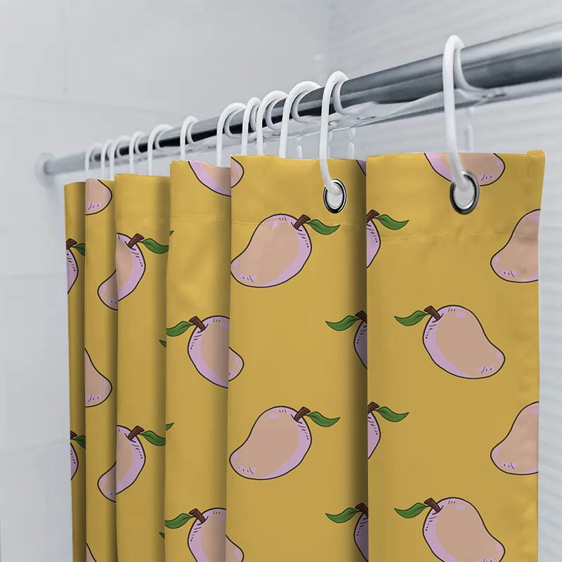 Adorable Pink Green Pears Yellow Shower Curtain Bathroom Decor Home Decoration Waterproof Fabric Print For Bathrooms