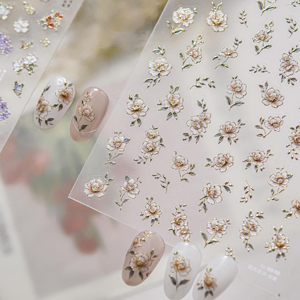 Tomoni Hot Stamping Retro Gold Edge Butterfly Nail Art Stickers - Exquisite Popular Style