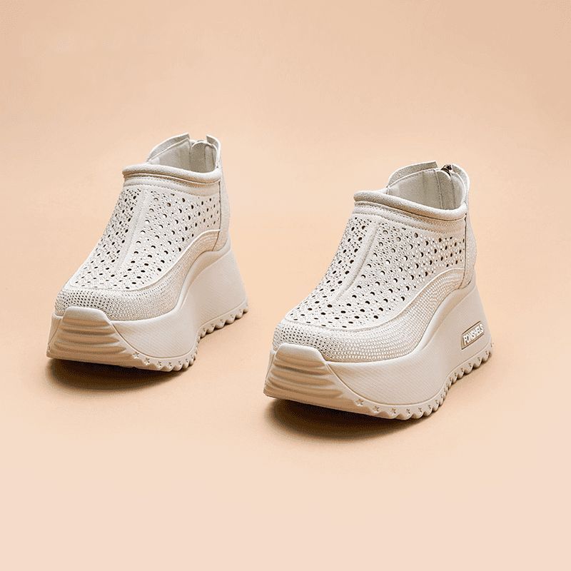 

Thick-soled Women s Spring and Summer All-match Small Men s Increased Mesh Breathable Daddy Shoes EU34/CN35 бежевый