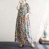 Manga curta plus size vintage floral novo em vestidos para mulheres casual solto longo vestido de verão