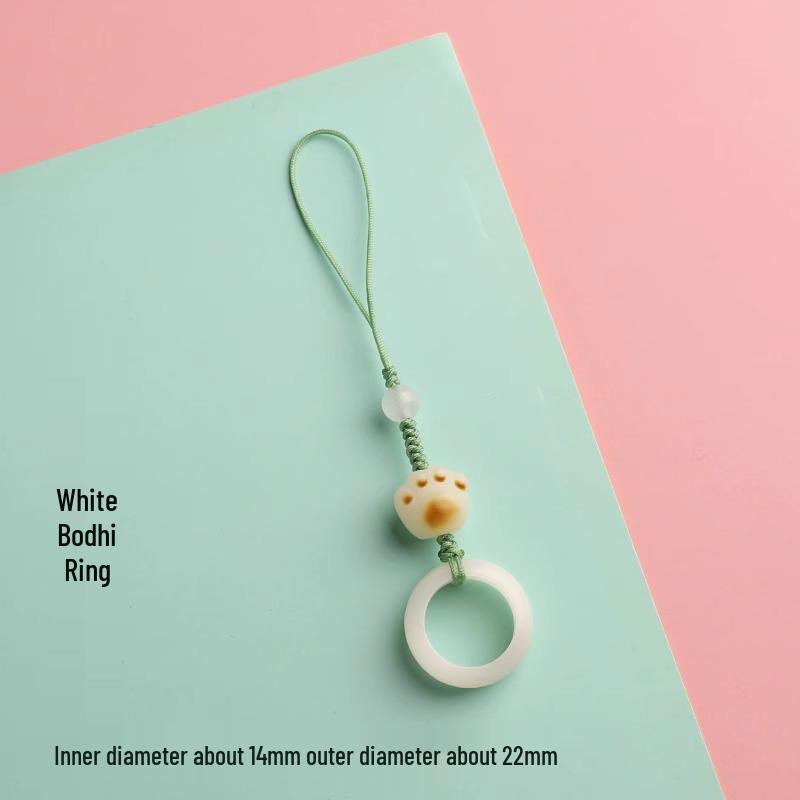 White Bodhi Cat Paw Charcoal Lanyard: Cute Keychain & Phone Charm