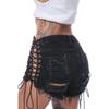 Beggar Ripped Women's Jeans with Eyelet Bandage - European and American Sexy Nightclub Hot Pants