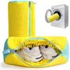 1pc Durable Shoe Washing Machine Bag for All Shoe Types - Yellow with Blue Zipper, Oval Protective Laundry Bag with Rich Fluff I
