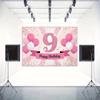 2D Elegant Pink 9th Birthday Background Cloth, Diamond Number Party Tapestry