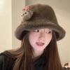 WTEMPO Cute Casual Versatile Plush Hats Women's Autumn Winter Retro Elegant Warm Thickened Soft Solid Color Windproof Cold-proof Hats