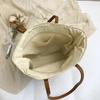 Stylish Woven Straw Tote Bag with Leather Handles Large Capacity Beach Bag for Women Summer Shopping and Travel