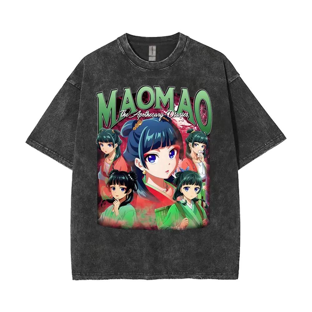 Anime skalbinti per dideli marškinėliai Mao Mao vaistinės dienoraščiai spausdinimas T marškinėlis Vyrai Moterys Gatvės mada Estetika Trumpomis rankovėmis Moteriški Vyriški drabužiai