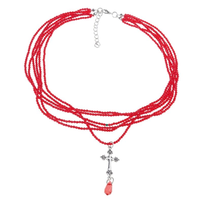 

Crucifix Clavicle Chain Necklace Retro Inspired Pendant Neckwear Accessory Perfect Gift For Fashion Lovers 1 красный