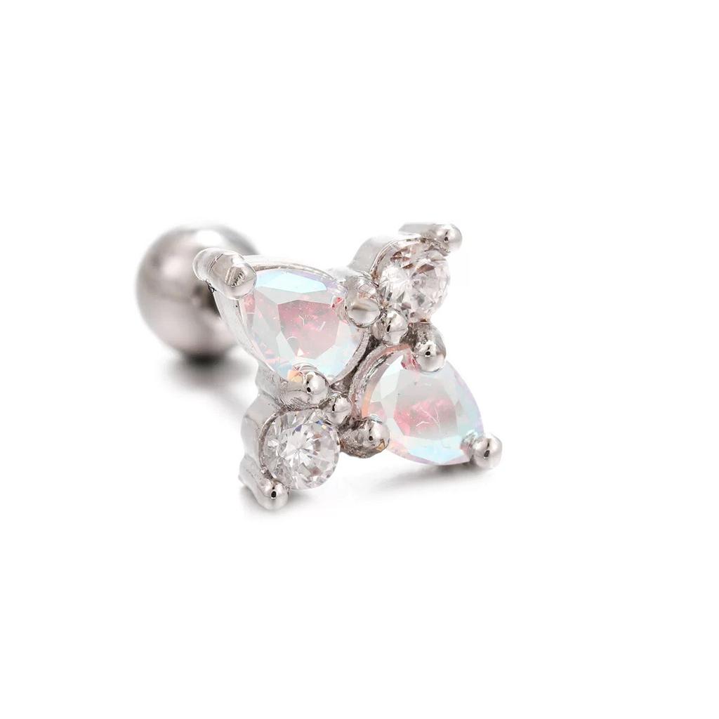 New Design Stainless Steel Zircon Small Stud Earrings Women Geometry Helix Tragus Cartilage Star Earring Piercing Jewelry 1pc