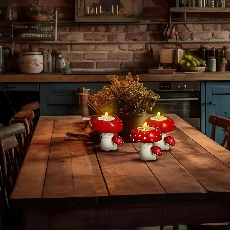 1 Piece Mushroom Candle Holder Faux Mushroom Home Decoration Mushroom Tea Candle Candle Holder Craft Decorations
