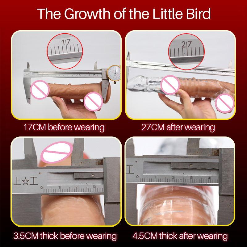 Prelungitor de mânecă pentru penis reutilizabil Prezervative reutilizabile pentru bărbați Extensor pentru mărirea penisului 6/10 cm Jucărie sexuală transparentă