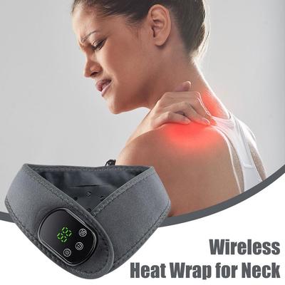 Coussin Chauffant de Nuque sans Fil Électrique à Vibrations Massant Enveloppe Chauffante pour Nuque et Épaules Chauffe-Nuque Rechargeable Portable