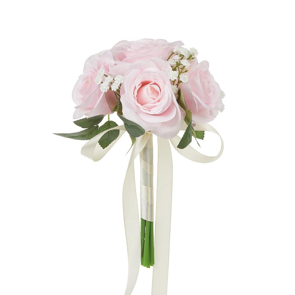 Fake Flower Bridal Bouquet Silk Flower Artificial Rose Bouquet Wedding Centerpieces розовый
