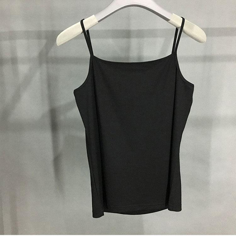 

Майка-поддева Весна и Лето Однотонная Для ношения внутри и снаружи Большого размера Круглый вырез Сексуальные бретели Майка One Size чёрный