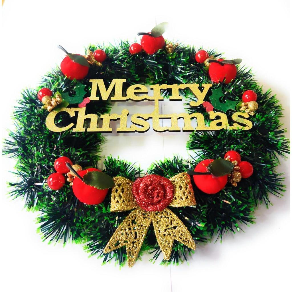 Designer Christmas Wreath/Wall Hanging/Decoration for Xmas Party/Christmas Decorations for Home/Gifts/Wreath - (Green Pine, 10 Inch)