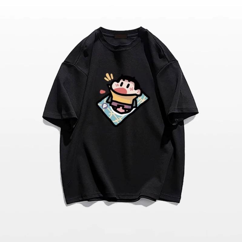 American Retro Summer New Crayon Small New Printing Short-sleeved Men and Women Couples Loose Casual Versatile T-shirt Top