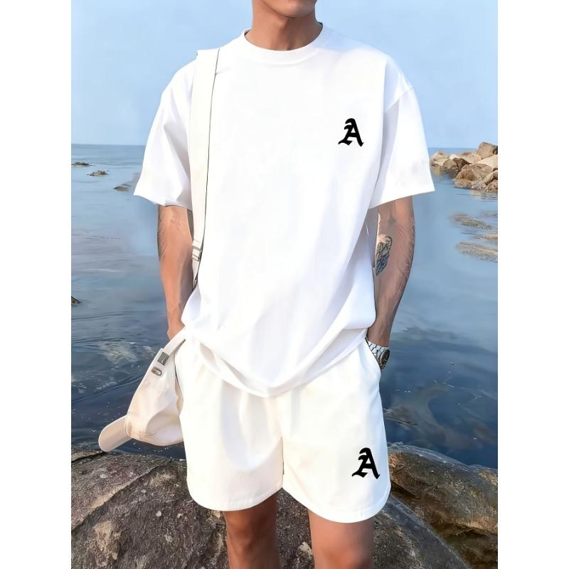 Męski Letni Modny Zestaw Koszulka z Krótkim Rękawem + Szorty
