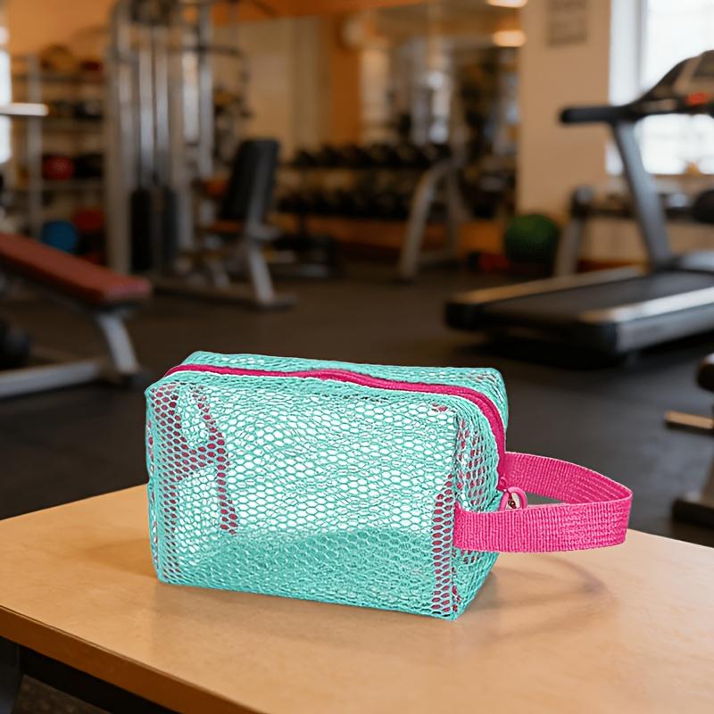 Dopamine Macaron‑Colored Octagonal Mesh Cosmetic Bag, Large‑Capacity Portable Storage Pouch for Travel, Gym & Beach светло-зеленый