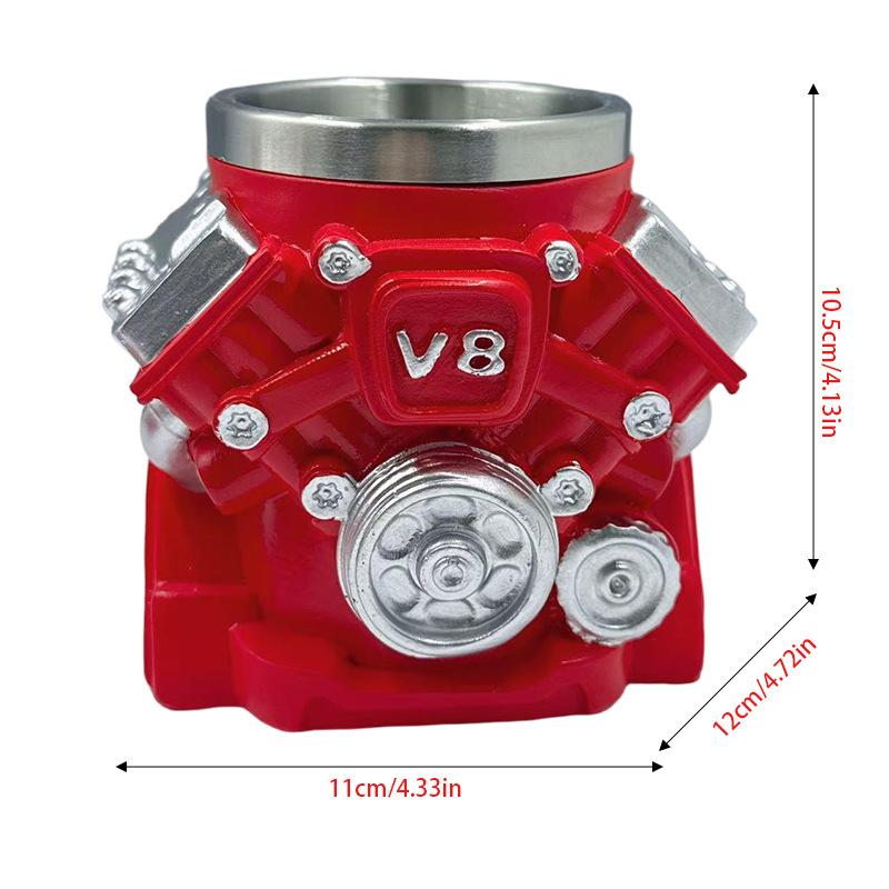 

V8 Engine Mechanical Mug Engine Cup Coffee Beer Personalized Water Cup Resin Stainless Steel V8