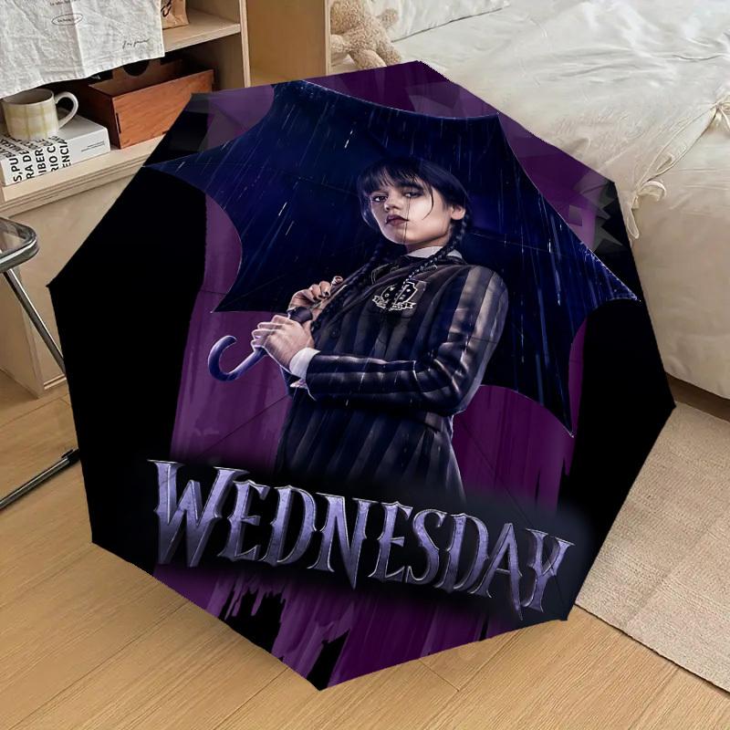 

1pc Wednesday Automatic Folding Umbrella, Portable Collapsible Design, Casual Outdoor Accessory L1127067