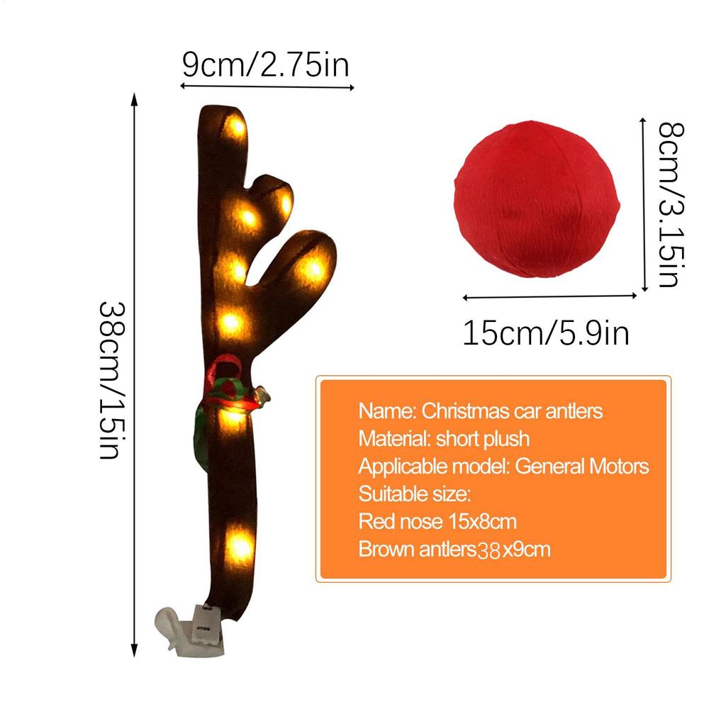 Car Antlers For Christmas Cute LED Holiday Supplies With Jingle Bells Reindeer Christmas Decor For Travel Daily Special