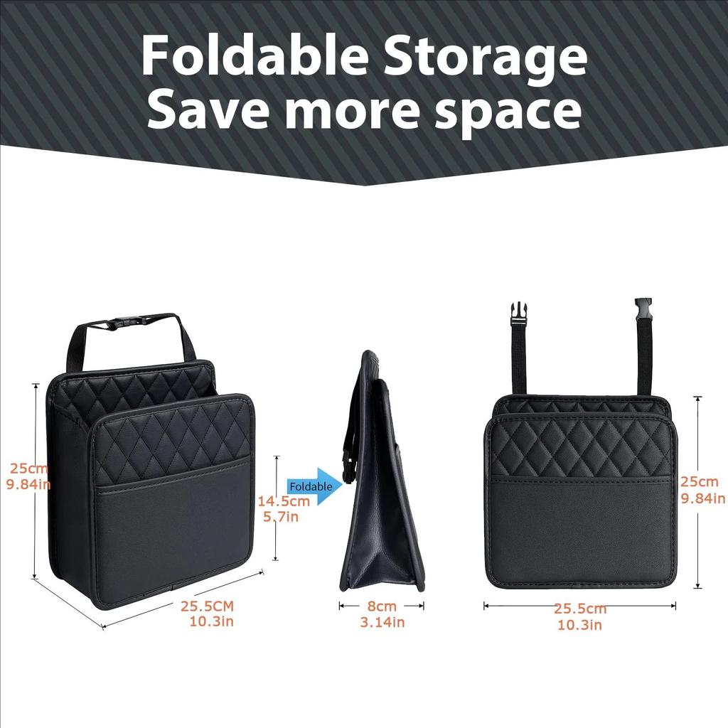Multifunctional Car Seat Storage Bag Leather Storage Bag Garbage Bag Hanging Storage Bag Suitable For Most Car Models