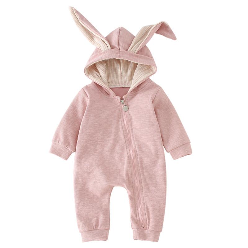 Baby Romper Jumpsuit Cotton Long Sleeve Hooded Rabbit Onesie Autumn Outwear