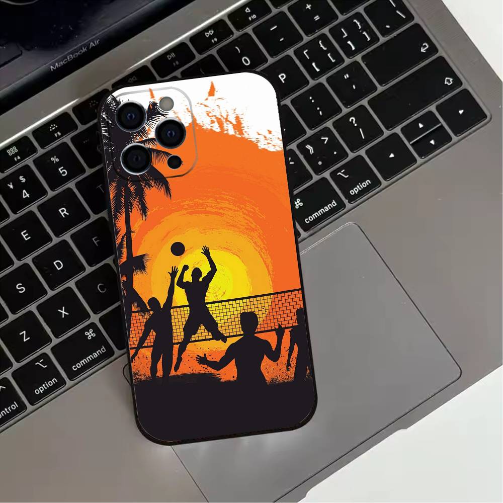 

V-Volleyball P-Painted Phone Case For iPhone 17,16,15,14,13,12,11 Plus,Pro Max,XS,Soft Silicone Black Cover iPhone14Plus