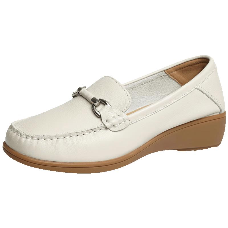 Hongqingting Women s Comfort Slip-On Wedge Loafers WTB15084 EU 38 бежевый