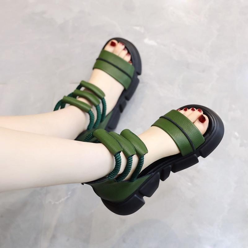 Leather Hollow Roman Sandals for Women In Summer 2025, High-heeled Fish Mouth Muffin Sandals