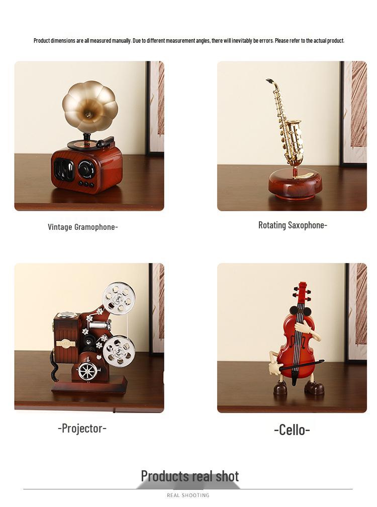 Caixa de Música de Corda Criativa Vintage Decoração para Casa ou Loja