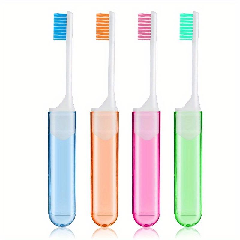 1/4pcs Folding Travel Toothbrush, Portable & Saves Space with Case, Soft Bristles for Camping Business Trips, Oral Care Kit